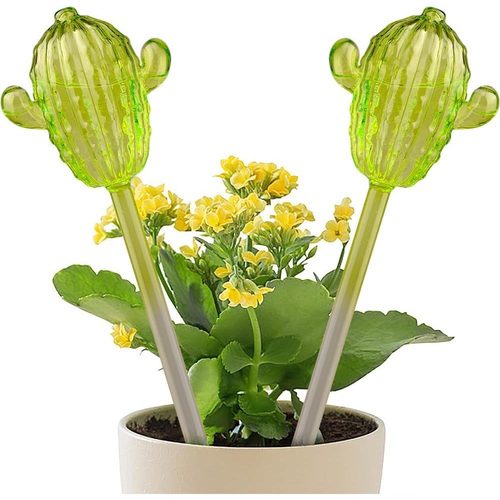 2pcs Self Watering Globes Cactus Shape Glass Plant Watering Globes Self Watering Planter Insert Cacti Plant Watering Devices Automatic Plant