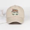 Vintage Floral Van Print Washed Baseball Cap Adjustable Unisex Cotton Travel Sun Hat