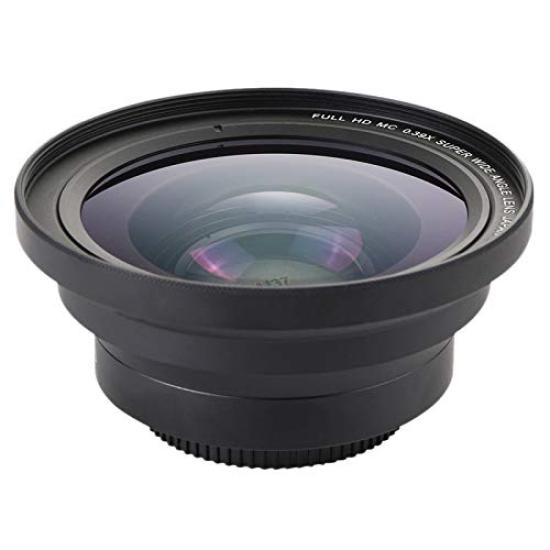 Dovhmoh Professional 37mm Macro 72mm Wide Angle Lens for Full HD 4K Camcorder + 0.39X