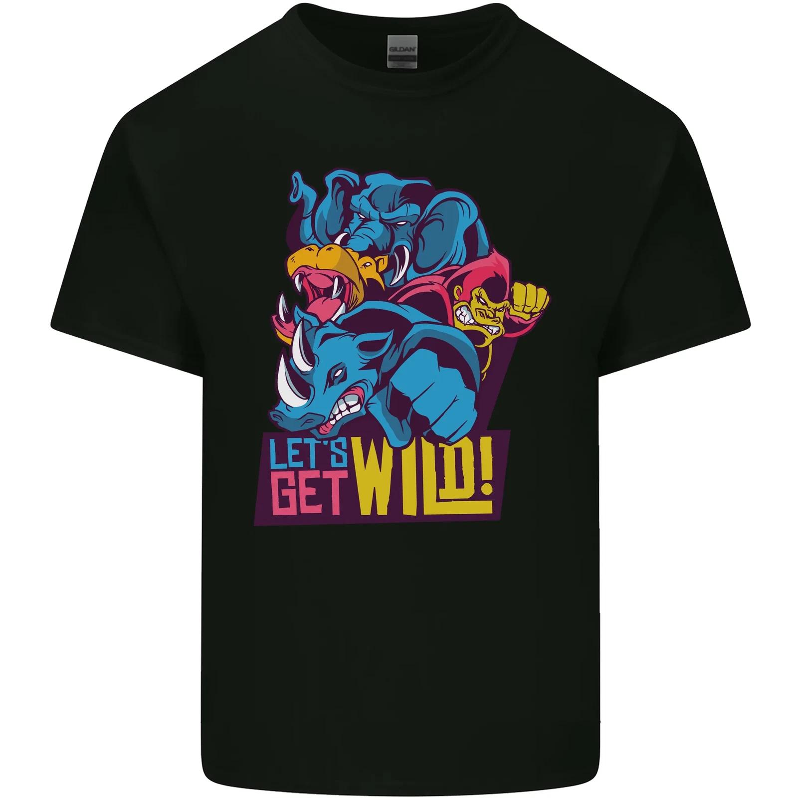 Lets Get Wild Rhino Gorilla Elephant Hippo Kids T-Shirt Childrens 4XL