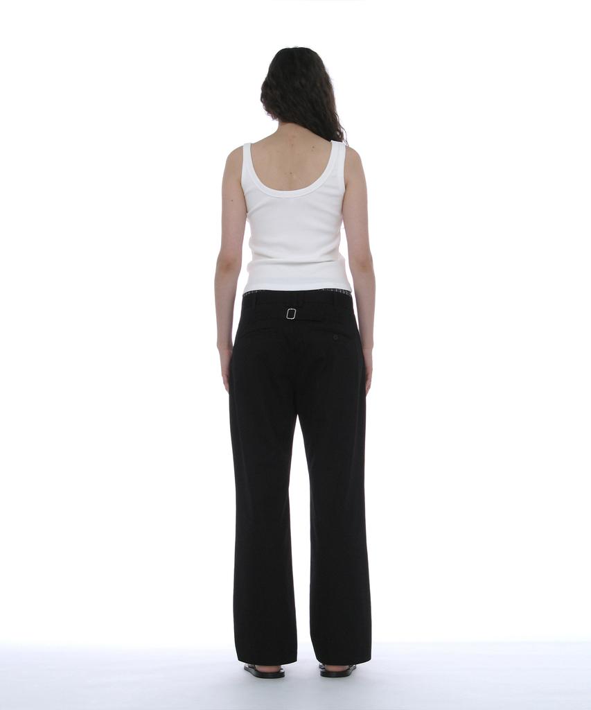 PARTIMENTO WOMEN Double Waist Chino Pants_Black