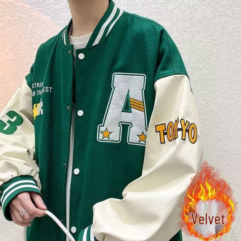 2024 Men's Trendy Patchwork Baseball Jacket: Spring & Autumn Youth Casual