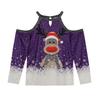 2023 European Christmas Reindeer Off-Shoulder Long Sleeve Top: Women's Casual Fashion