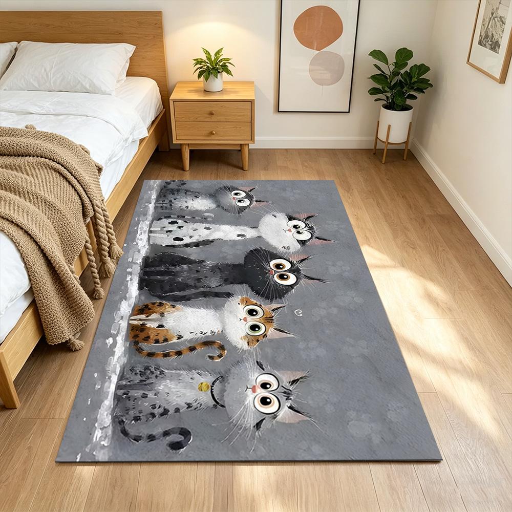 Sunflower Field Cat Dream Non-Slip Home Carpet Design for Office Decor Living Room Bedroom Gift