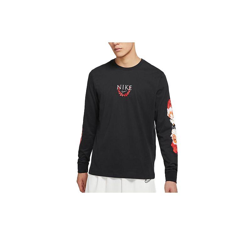 

Мужская повседневная футболка с длинным рукавом и буквенным принтом Nike Dri-FIT, черные топы CV2109-010