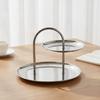 Stainless Steel Two-Level Serving Tray Elegant for Afternoon Tea