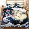 Japanese Style Duvet Cover Pillowcase 3D Pattern Ukiyo-E Wave Bedding Set Adult Bedroom Decoration Single Double Large Size