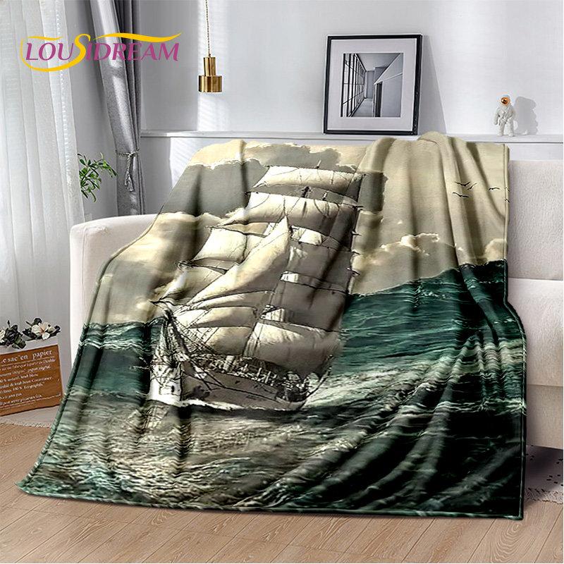 A Pirate Boat,Barque,Boat Ship Monster Soft Plush Blanket,Flannel Blanket Throw Blanket for Living Room Bedroom Bed Sofa Picnic