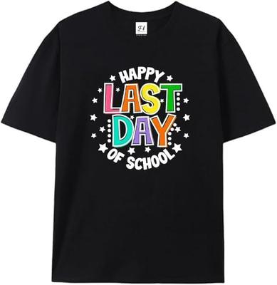 Women Happy Last Day of School Shirt Teachers Life Graduation Tee Black