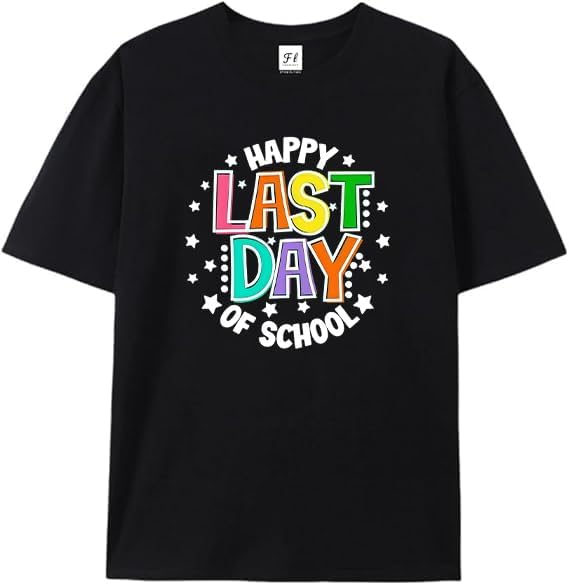Women Happy Last Day of School Shirt Teachers Life Graduation Tee Black S