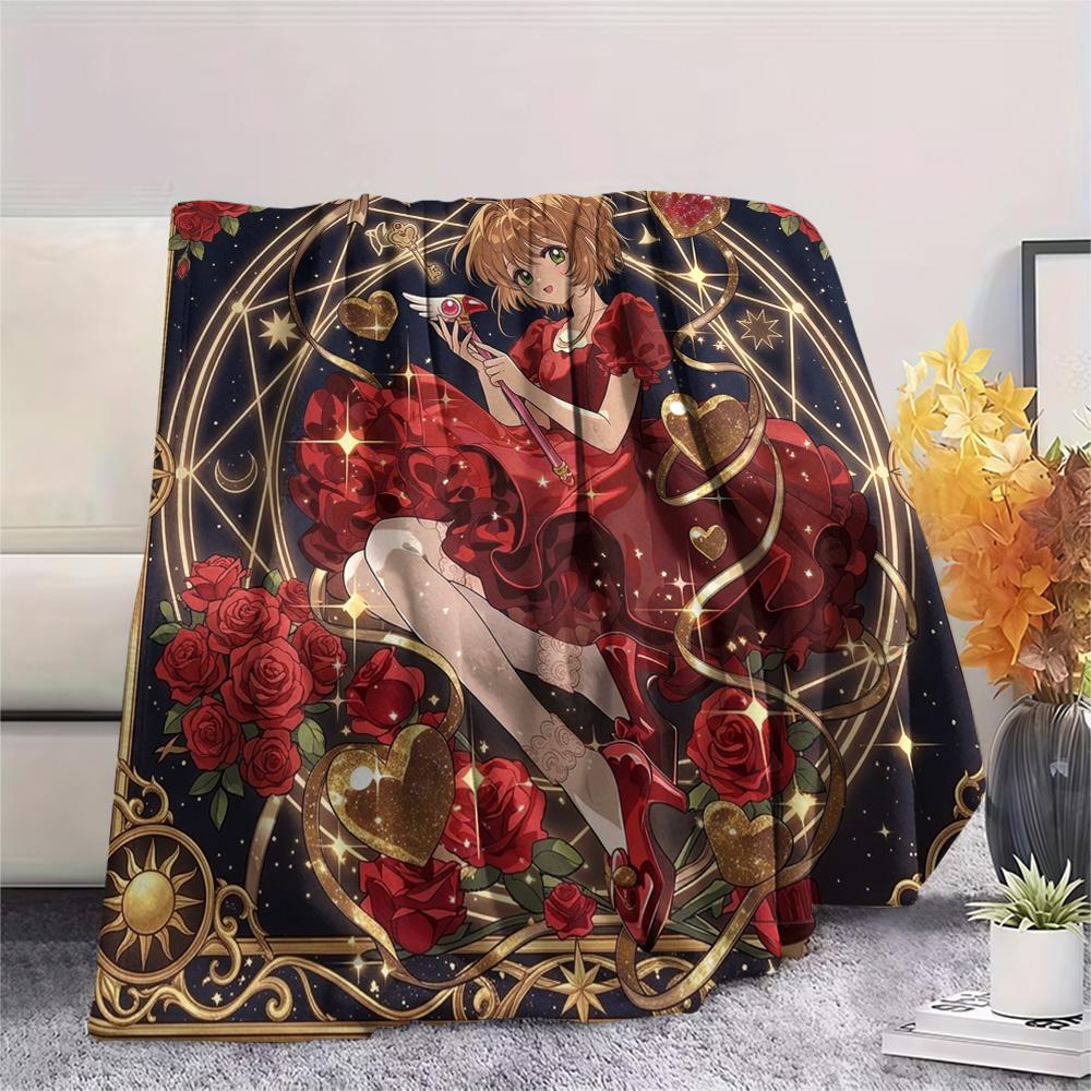 Cardcaptor Sakura Print Flannel Blanket, Ultra Soft High Quality All Seasons Warm Throw, Home Decor Cozy Blanket, Perfect Christmas Gift