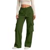 Women's Casual Fashion Solid Color Elastic Waist Drawstring Workwear Wide Leg Pants With Pockets