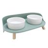 Raised Ceramic Cat Bowls with Stand Cervical Spine Protection Splash Proof Pet Food Water Bowl Set Elevated Cat Bowl Set