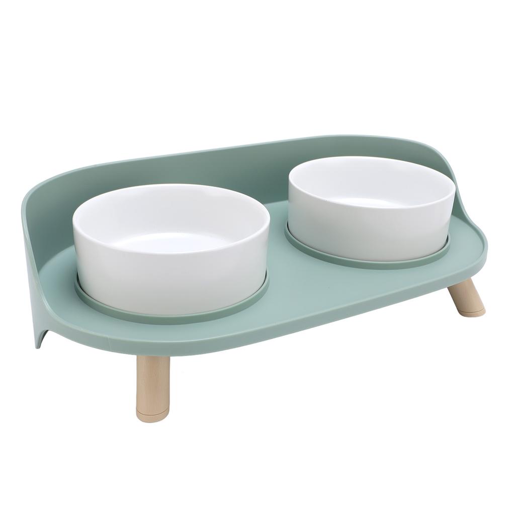 Raised Ceramic Cat Bowls with Stand Cervical Spine Protection Splash Proof Pet Food Water Bowl Set