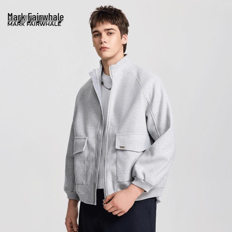 Mark Fairwhale Herren Amerikanische Retro Stehkragen Wolljacke
