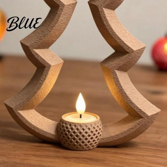 Versatile Holiday Party Supplies Christmas Tree Tea Light Candle Holder 3D Printed Hollow Wood Decorative Winter Home Ornament Tabletop for