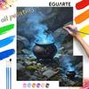 Halloween Magic Cauldron Blue Flame Digital Oil Painting Coloring Painting Hand Painting Home Decoration