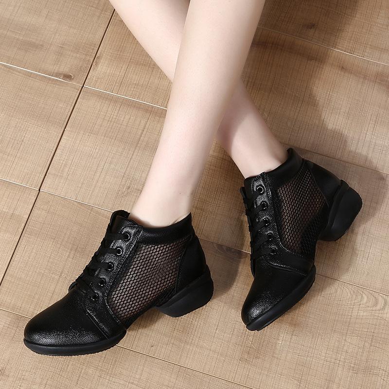 Women Genuine Leather Dance Shoes Boots Square Dance Shoes Increase Sneakers Boots Soft Sole Woman Shoes Modern