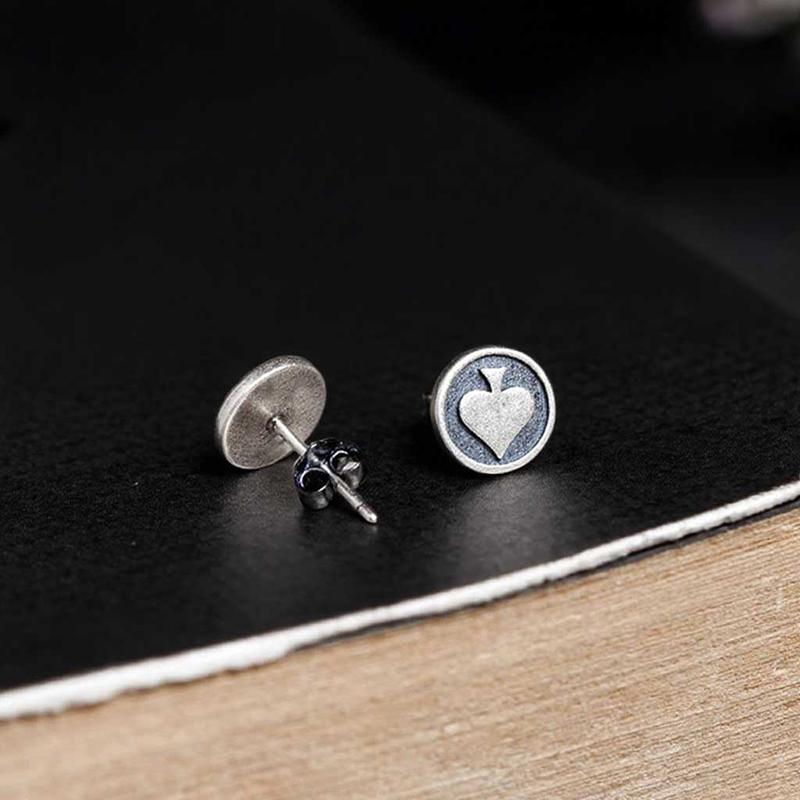 Retro Punk Herz Spielkarten Stecker Ohrringe Für Männer Frauen Gothic Persönlichkeit Straße Hip Hop Ohrschmuck Geschenk