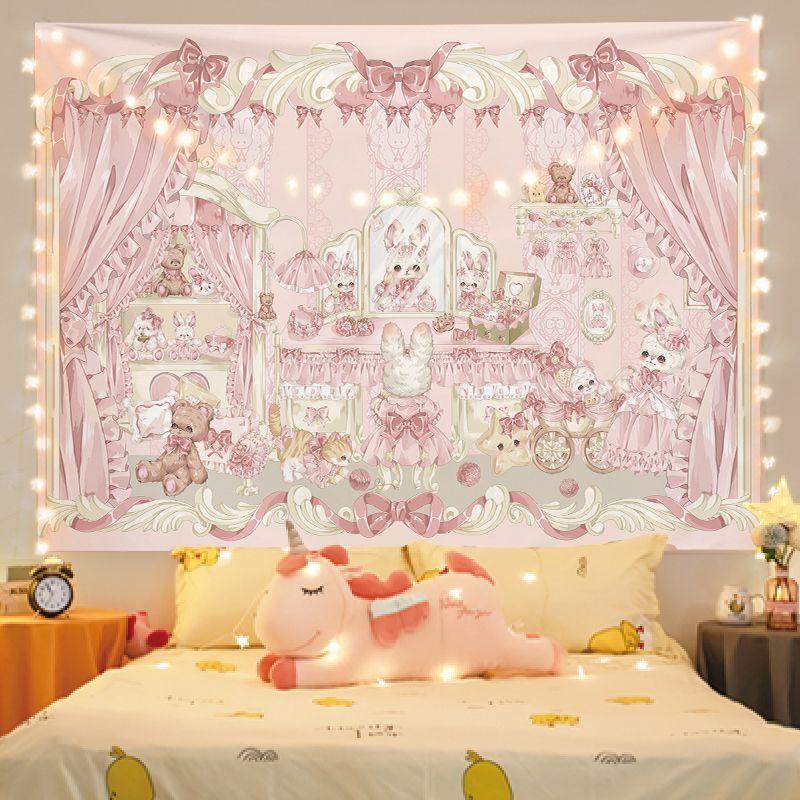 Goodnight Goodnight Rabbit Bear Bedroom Tapestry Cute Pet Cartoon Background Cloth Warm Tapestry Room Decoration