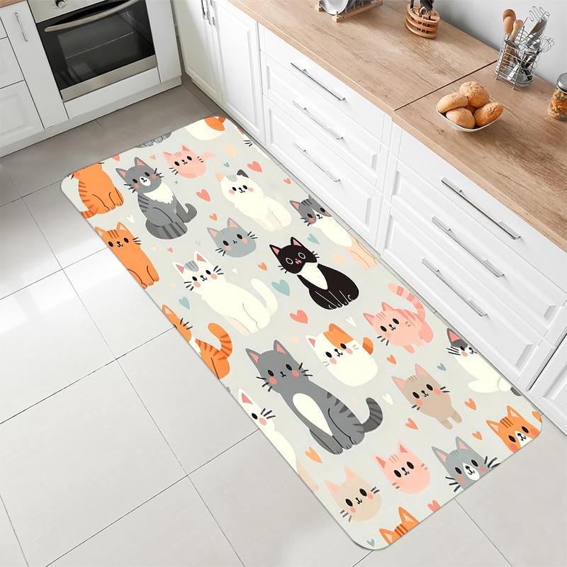 Cute Three Dachshund Dog Polka Dot Runner Rug Cartoon Puppy Print Non Slip Floor Mat for Hallway Bedroom Entryway