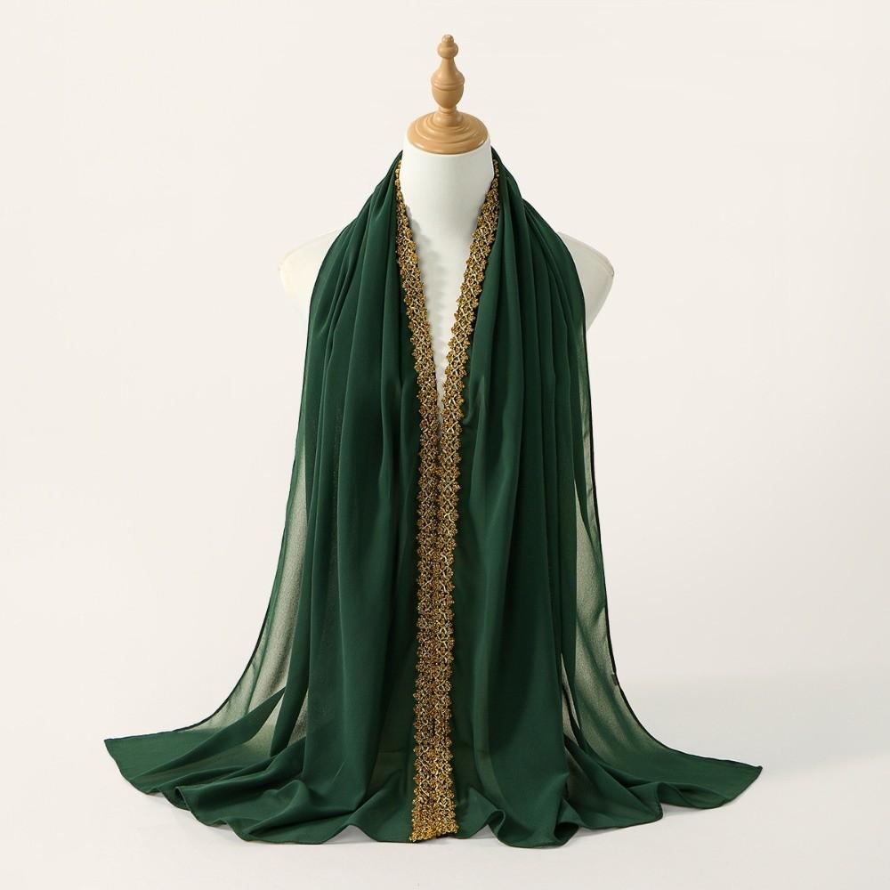 Golden Wave Modest Covering Scarf Chiffon Material Shawl Wrap New Eid al-Fitr Hijab  Arab Style