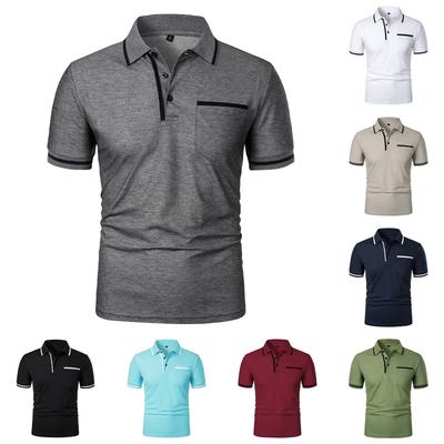 Men's Solid Color Pocket Button Lapel Short Sleeve Top Men's Casual Fashion Shirt