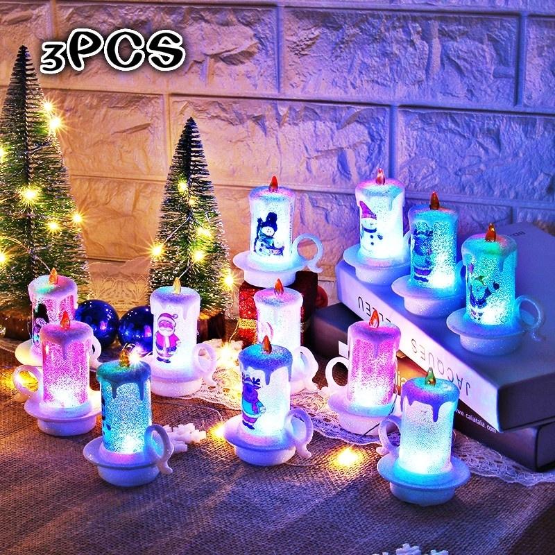 

3PCS/Set Christmas Small Night Lights LED Electronic Candles Snowman Lights Christmas Desktop Decorations Random Style