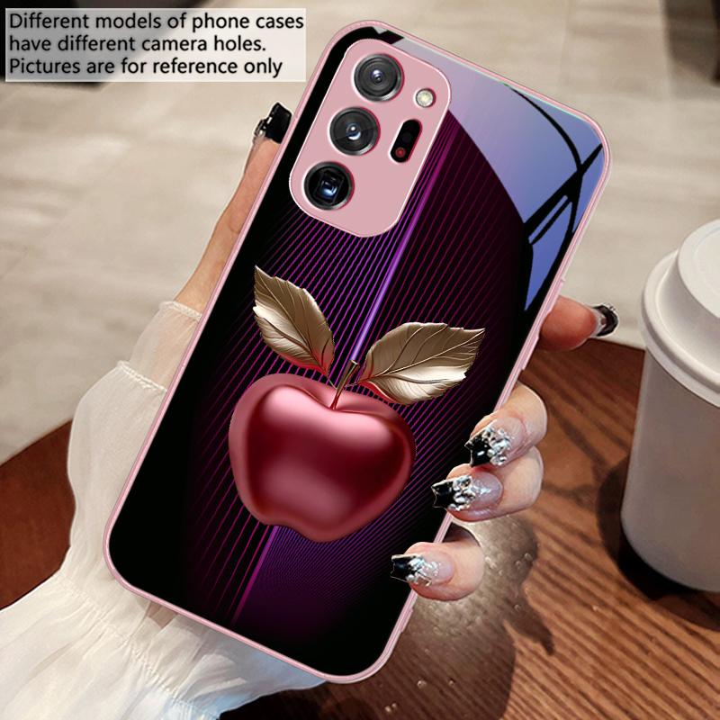 

Stripe gradient apple red For Samsung Galaxy Note 8 9 10 PRO 20 Ultra A01 02 03 Core 04E 4G 12 13 5G Tempering Glass Phone Case For Galaxy Note 9