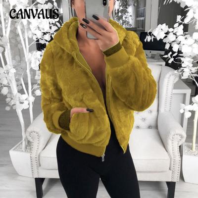 Damen Herbst und Winter Kapuzen Langarm Plus Size Plüschjacke