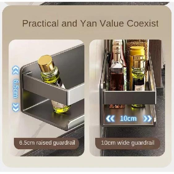 Gun Gray Kitchen Storage Rack Seasoning Rack Free Storage Can Wall Mounted Multifunctional Seasoning Rack