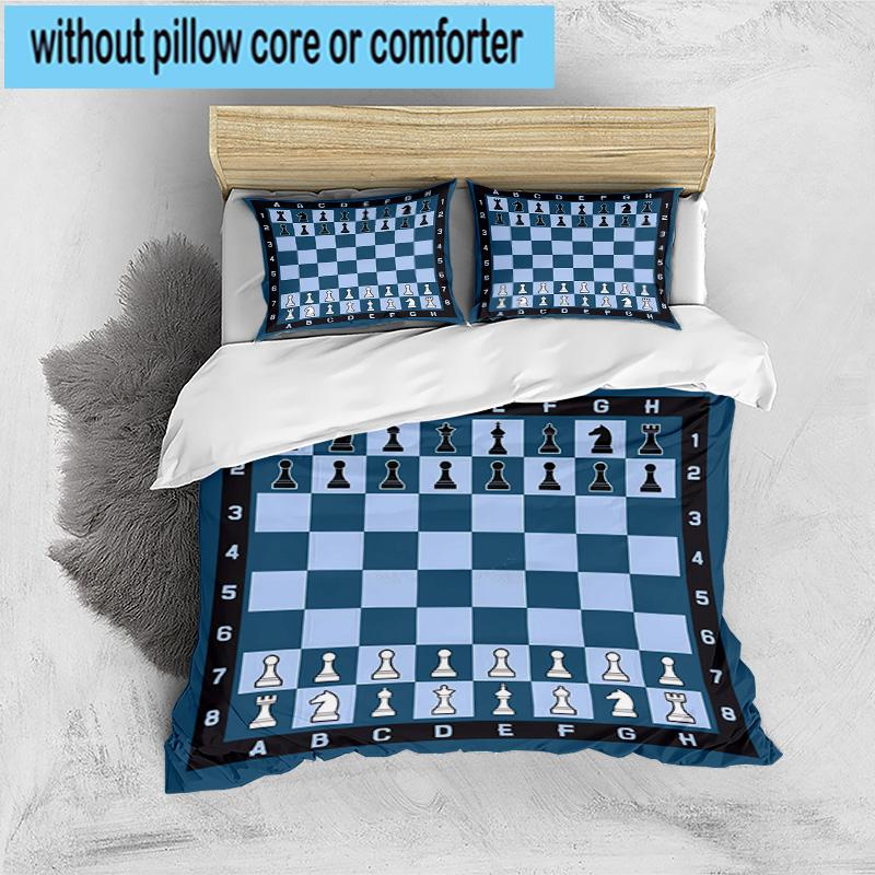 Chess Opening Strategy 3pcs Bedding,Including 1pc Duvet Cover And 2pcs Pillowcases Perfect for Christmas,Ideal for Bedroom, Dormitory