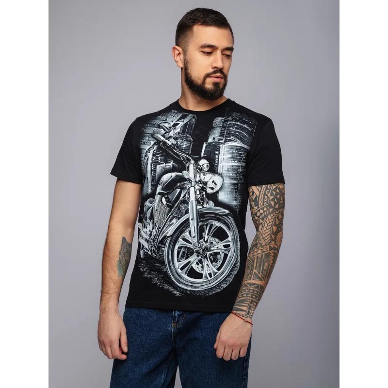 Summer Round Neck 3D Motorcycle Print Top Fashionable Casual Short Sleeved Men's T-shirts