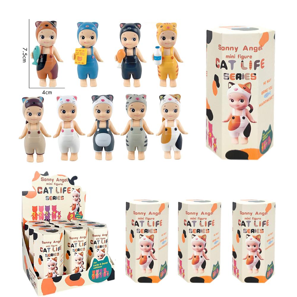 9pcs Random Send Cat Blind Box Cats Life Action Figures Toys Ornaments Dolls Fans Children Christmas Decorate Action Doll Gift