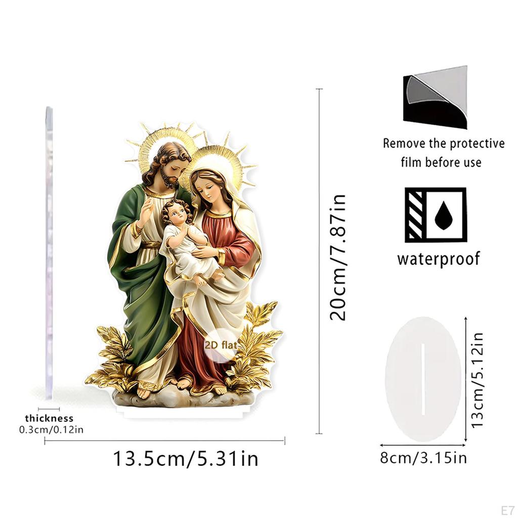 Decoración 2D Sagrada Familia, Arte y Artesanía Acrílica, Coleccionables, Adorno Navideño, Decoración Religiosa para el Hogar