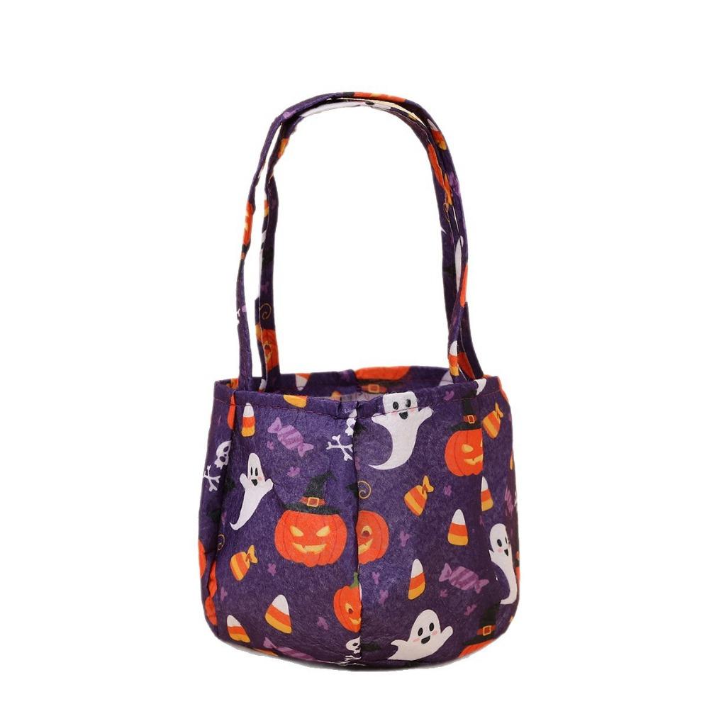 Portable Halloween Candy Bag Non-Woven Pumpkin Candy Bucket Tote Bag Candy Bucket Kids Party