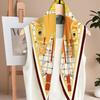 Rhombus Silk Scarf Simulation Silk Twill Women'S Pointed Corner Digital Printing Spring And Autumn Literary