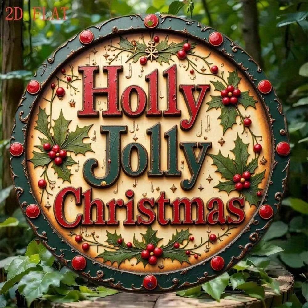 

1pc Rustic Metal Xmas Wall Art, Red Green Holiday Sign with Hooks, Durable Aluminum Farmhouse Decor Indoor Outdoor 20x20 разноцветный