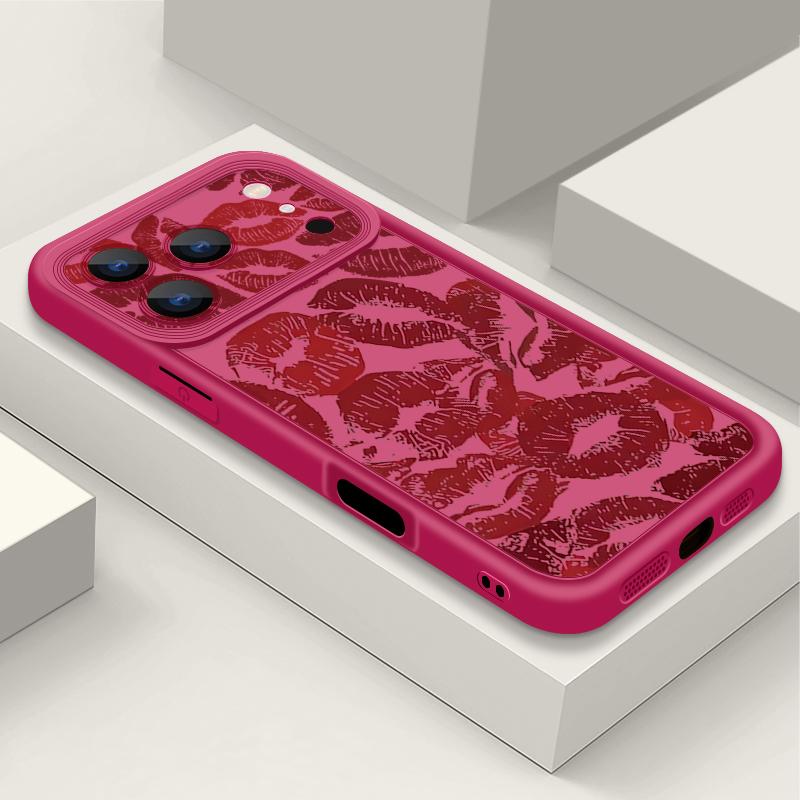 Red Lips Kiss Patterned Soft TPU Phone Case For iPhone 17 Pro Max 17e 16 15 14 13 Pro Max 16e 11 Shockproof Silicone Back Cover