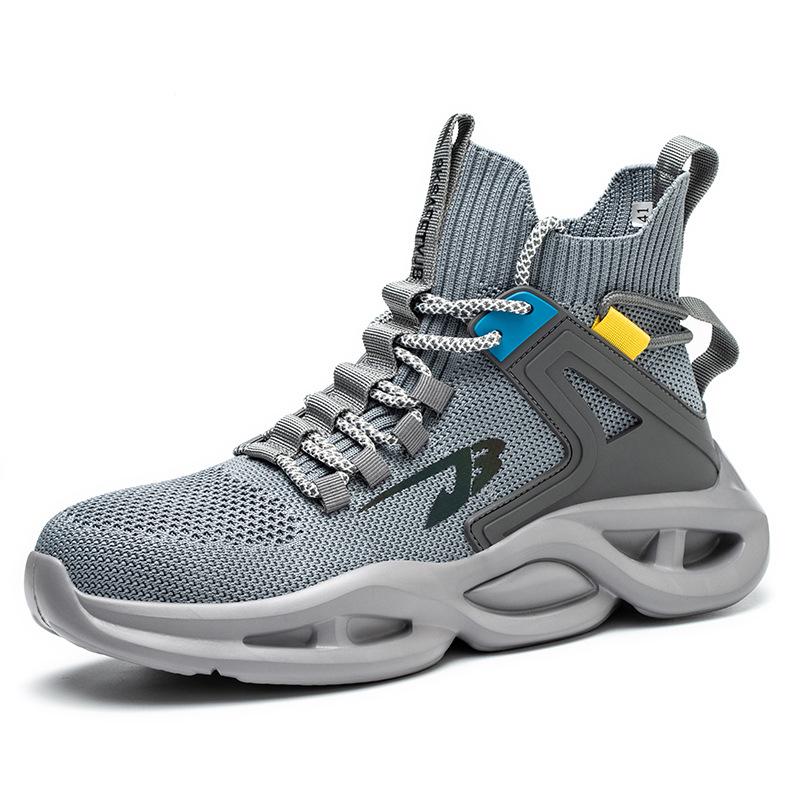 Men's Lightweight Steel Toe Work Shoes - Breathable, Anti-Slip, Anti-Smash, Puncture-Resistant, Wear-Resistant for Construction Site Safety