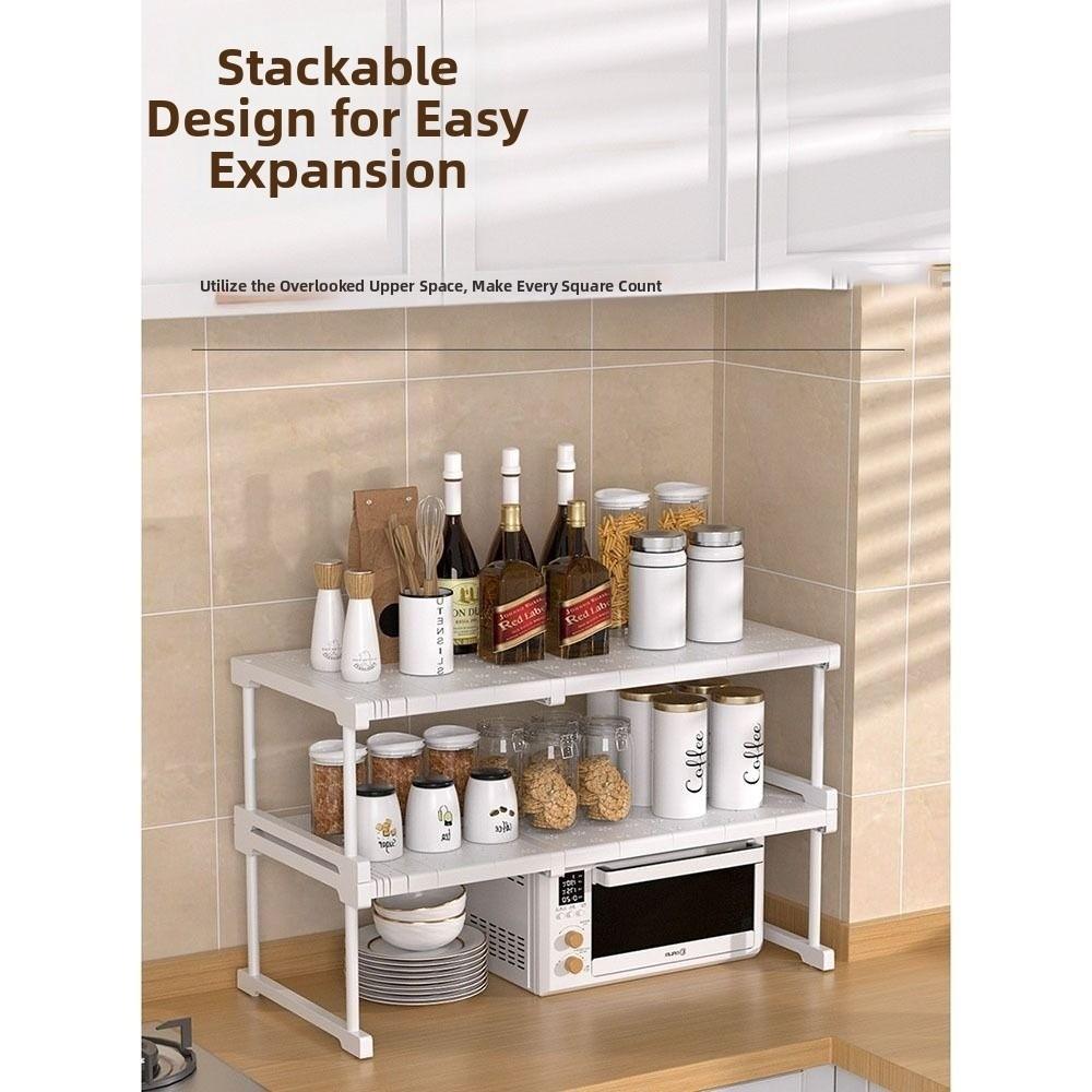 Expandable Cabinet Storage Rack Adjustable Width Cabinet Storage Layer Kitchen