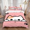 3pcs I Love Cat Bedding Set Down Comforter Cover and Pillowcases, Suitable for Guest Room Home Decoration All Seasons(No Insert) S0819035