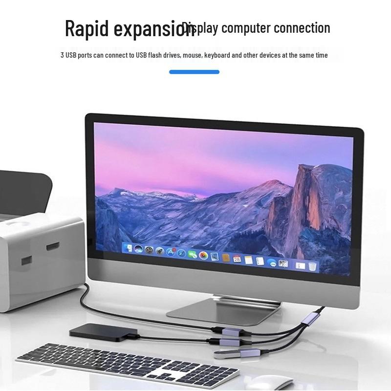 3-in-1 USB Extension Cable Splitter for Computer, Laptop & Phone Charging