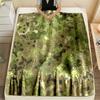Multi-size Green and Brown Camo Pattern Blanket Flannel Material Soft Warm for All Seasons, Home Outdoor Camping Picnics RV