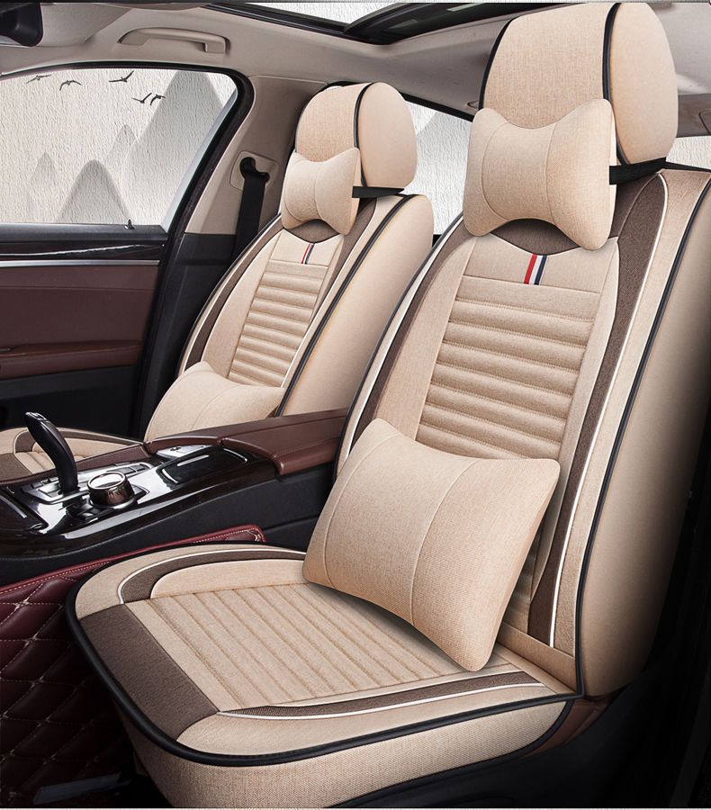 Car Seat Cover Linen Special Seat Cover Four Seasons Universal Seat Cushion Full Envelope Fabric Seat Cover Cushion