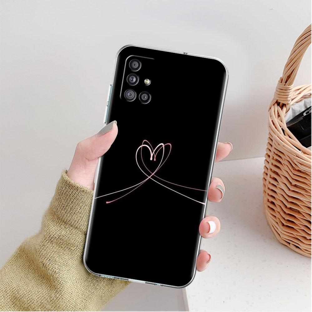 Clear Case For Samsung Galaxy A52 A12 A51 A32 A21s A71 A32 A22 50 A70 A31 A72 5G Phone Cover Cute Love Heart