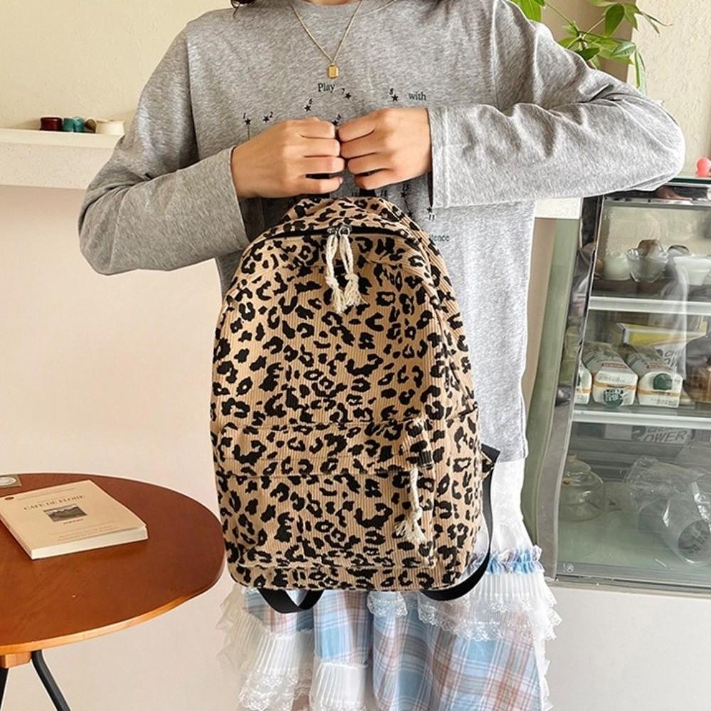 Leichte Schultasche für Schüler Harajuku Tagesrucksack für Schüler Aufbewahrungstasche Rucksack mit Leopardenmuster Herren