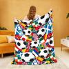 1pc Football Printed Flannel Blanket In Various Sizes, Soft And Casual Nap Blanket, Machine Washable