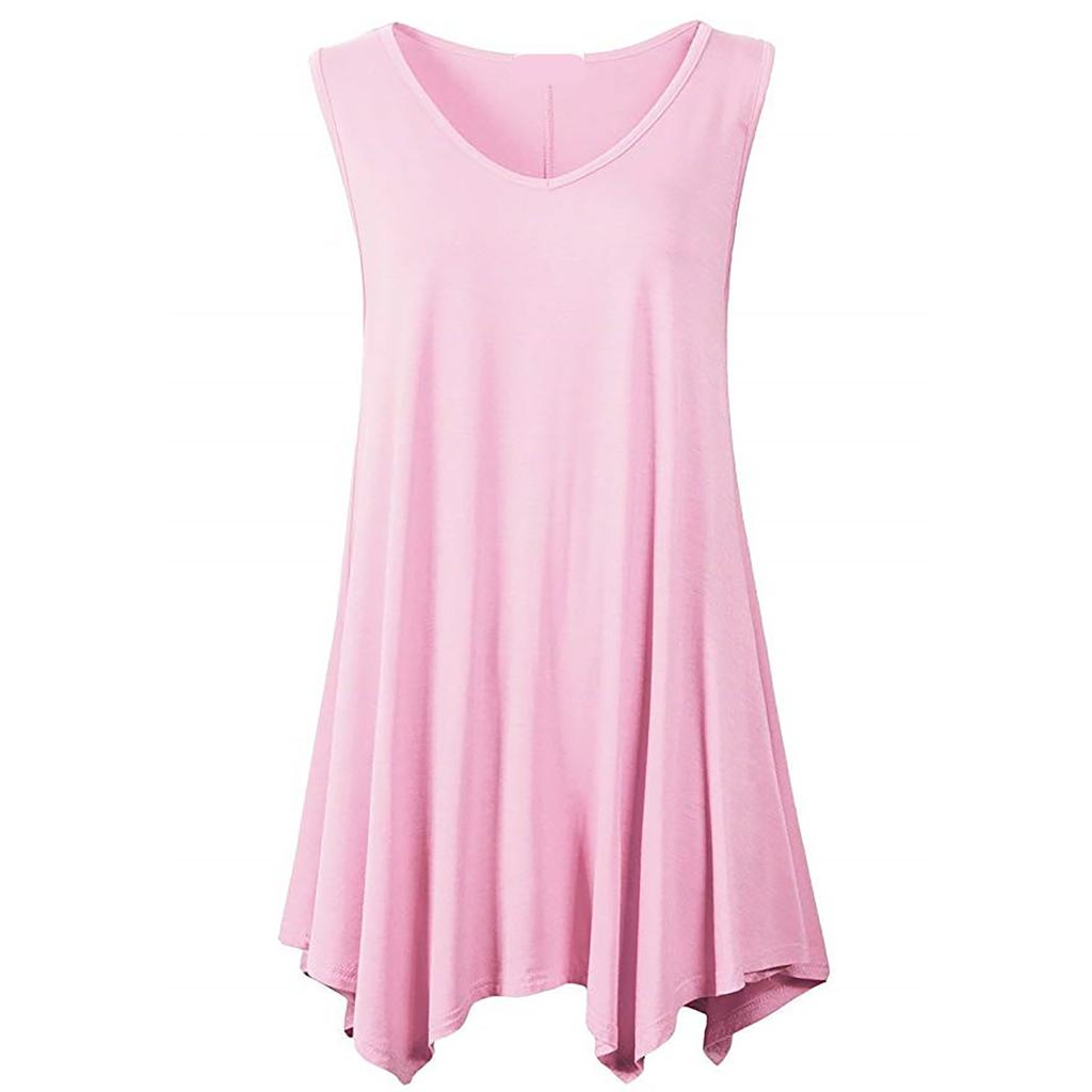 Plus Size Women Sleeveless Tunic Top Casual Loose Fit Swing Tank Blouse Soft Stretchy Fabric Summer Shirt