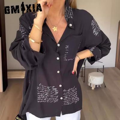 Damen Frühling Sommer Mode Druck Locker Sexy Schwalbenschwanzhemd
